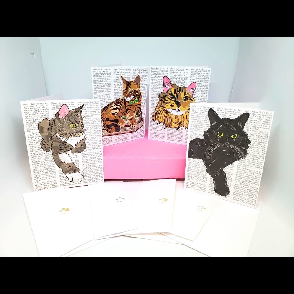 4-Pack Cat Cards w/ FREE Frame